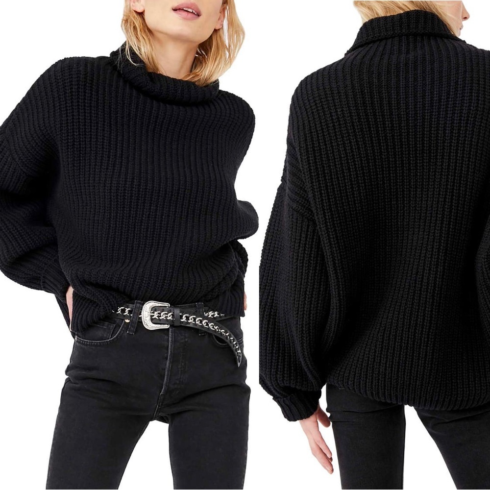Free people black turtle neck sweater